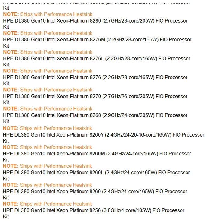 Refer to the exhibit.   A customer has two HPE ProLiant DL380 Gen10 servers running as an Oracle cluster. They are trying to reduce licensing costs and want to move to the best processor available from the list to minimize licensing costs while still providing a high level of performance for the Oracle database. Which DL380 Gen10 processor would you recommend? A)  Intel Xeon-Platinum 8280M B)  Intel Xeon-Platinum 8280 C)  Intel Xeon-Platinum 8256 D)  Intel Xeon-Platinum 8253