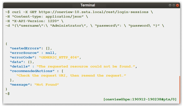   A server administrator is using REST API to create a session ID in a management application. Which part of the curl command needs to be changed? A)  Login credentials in payload section B)  Content-Type in header section C)  Uniform Resource Locator (URL)  D)  GET method