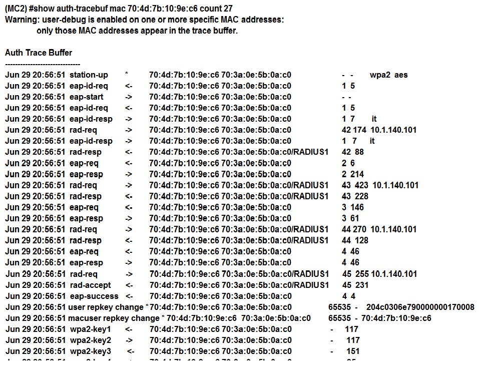 Refer to the exhibit.   A network administrator is validating client connectivity and executes the show command shown in the exhibit. Which authentication method was used by the wireless station? A)  802.1X user authentication B)  EAP authentication C)  802.1X machine authentication D)  MAC authentication