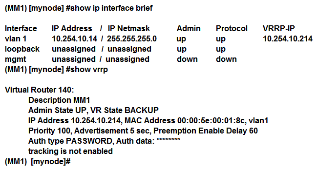 Refer to the exhibit.   After a recent power outage where MM1 is located, the network administrator could not perform configuration tasks on Mobility Controllers (MC)  for several hours. The network administrator decides to acquire another Mobility Master (MM)  and deploy L2 MM redundancy. The new MM is assigned the 10.254.10.15 IP address and VRRP is configured in both units. The network administrator verifies that VRRP is running, and prepares to complete the setup with the following scripts.   Which configuration tasks must the network administrator do before applying the script in order to successfully deploy L2 MM redundancy and prevent any other control plane outage? A)  Confirm that the VRRP and master redundancy keys are the same. B)  Change the VIP address of ther VRRP process 140 to 10.254.10.15. C)  Reduce the VRRP priority to 90 and restart the process in MM2. D)  Enable the MM database synchronization in MM2.