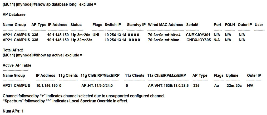 Refer to the exhibit.   A network administrator deploys a new Mobility Master (MM) -Mobility Controller (MC)  network. To test the solution, the network administrator accessess some of the AP consoles and statistically provisions them. However, these APs do not propagate the configured SSIDs. The network administrator looks at the logs and sees the output shown in the exhibit. Which actions must the network administrator take to solve the problem? A)  Reprovision one of the APs with a different name, and add new entries with the proper group in the whitelist. B)  Reprovision the AP with a different group, and modify the name of one AP in the whitelist. C)  Create another AP group in the MC's configuration and reprovision one AP with a different group. D)  Reprovision one of the APs with a different name, and modify the name of one AP in the whitelist.