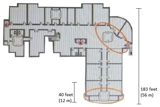 Refer to the exhibit.   A casino and a retail space has an existing Aruba network with Aruba AP-335s. The customer wants to deploy Meridian and enable proximity-based campaigns. The exhibit shows a segment of the floor plan. When visitors enter the areas circled in the exhibit, they should receive a targeted notification about promotions and sales. What should the architect explain to the customer about how to finish the solution? A)  This solution will require about 6 battery-powered beacons, which can be managed by the APs. B)  While these APs cannot act as beacons, they have a USB slot that accepts USB beacons. C)  The customer can enable the built-in BLE capability in the AP-335 radio to meet these requirements. D)  The customer must remember to purchase a Meridian Maps license with the Campaigns license.