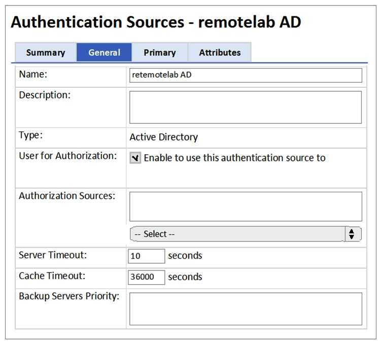 Refer to the exhibit.   What does the Cache Timeout Value refer to? A)  The amount of time the Policy Manager caches the user credentials stored in the Active Directory. B)  The amount of time the Policy Manager waits for a response from the Active Directory before checking the backup authentication source. C)  The amount of time the Policy Manager caches the user attributes fetched from Active Directory. D)  The amount of time the Policy Manager waits for response from the Active Directory before sending a timeout message to the Network Access Device. E)  The amount of time the Policy Manager caches the user\s client certificate.
