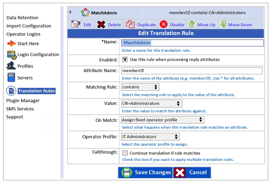 Refer to the exhibit.   Based on the Translation Rule configuration shown, what will be the outcome? A)  An AD user from AD group MatchAdmin will be assigned the operator profile of IT Administrators. B)  A user from AD group MatchAdmin will be assigned the operator profile of IT Administrators. C)  All active directory users will be assigned the operator profile of IT Administrators. D)  All ClearPass Policy Manager admin users who are members of the Administrators AD group will be assigned the TACACS profile of IT Administrators.