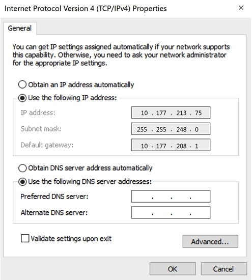 Refer to the exhibit.   Using the static IP address configured above, what is the converted binary value of the third octet assigned to the local interface? A)  11010101 B)  10110001 C)  01001011 D)  11111000