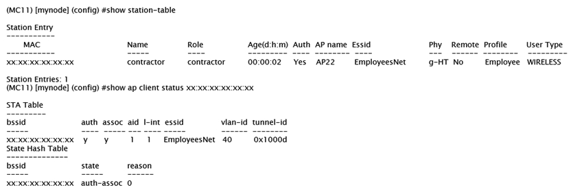 <strong>Refer to the exhibits. Exhibit 1   Exhibit 2   Exhibit 3   A network administrator wants to allow contractors to access the corporate WLAN named EmployeesNet with the contractor role in VLAN 40. When users connect, they do not seem to get an IP address. After some verification checks, the network administrator confirms the DHCP server (10.254.1.21) is reachable from the Mobility Controller (MC) and obtains the outputs shown in the exhibits. What should the network administrator do next to troubleshoot this problem?</strong> A) Permit UDP67 to the contractor role. B) Remove the IP address in VLAN 40. C) Configure the DHCP helper address. D) Confirm there is an IP pool for VLAN 40. <div style=padding-top: 35px> 