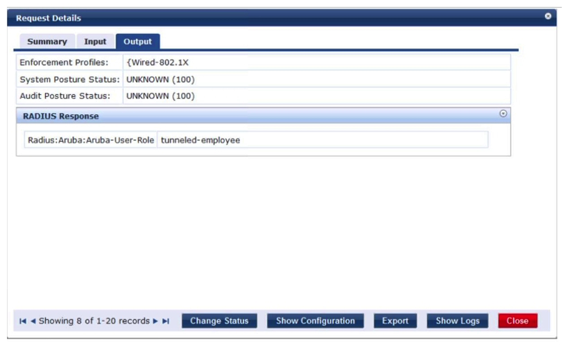Refer to the exhibits.     A network administrator deploys User Based Tunneling (UBT)  in a corporate network to unify the security policies enforcement. When users authenticate with 802.1X, ClearPass shows Accept results, and sends the Aruba-User-Role attribute as expected. However, the AOS-CX based switch does not seem to build the tunnel to the Mobility Controller (MC)  for this user. Why does the switch fail to run UBT for the user? A)  The switch has not fully associated to the MC. B)  ClearPass is sending the wrong Vendor ID. C)  The switch is not configured with the gateway-role. D)  ClearPass is sending the wrong VSA type. E)  The switch is not configured with the port-access role.