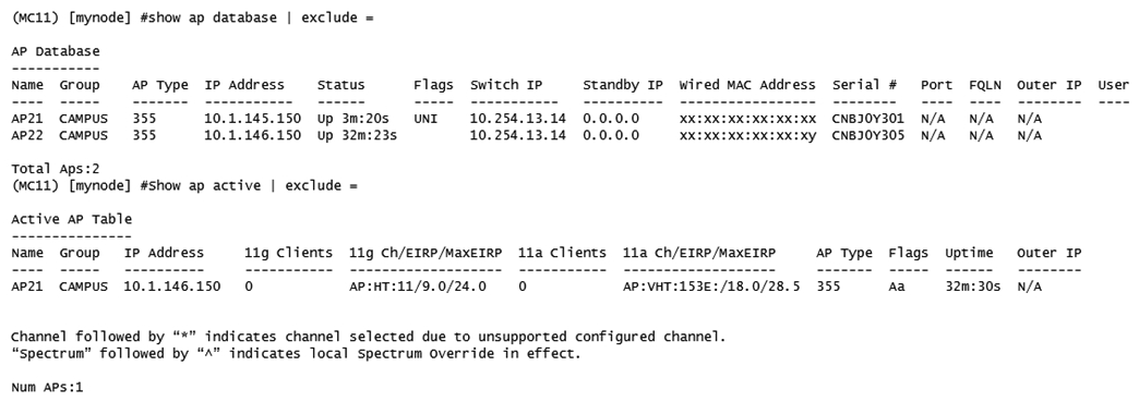 Refer to the exhibit.   A network administrator deploys a new Mobility Master (MM)  - Mobility Controller (MC)  network. To test the solution, the network administrator accesses the console of a pair of APs and statically provisions them. However, one of the APs does not propagate the configured SSIDs. The network administrator looks at the logs and sees the output shown in the exhibit. Which actions must the network administrator take to solve the problem? A)  Create another AP group in the MC's configuration, and re-provision one AP with a different group. B)  Re-provision one of the APs with a different name, and add new entries with the proper group in the whitelist. C)  Re-provision the AP with a different group, and modify the name of one AP in the whitelist. D)  Re-provision one of the APs with a different name or modify the name in the whitelist.