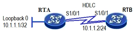 On the interface serial 1/0/1 of RTA, the command  ip address unnumbered interface loopback 0  has been configured.   Which following statements are correct? (Choose two) . A)  The IP address of interface serial 1/0/1 is 10.1.1.1/24 B)  The IP address of interface serial 1/0/1 is 10.1.1.1/32 C)  The route entry 10.1.1.0/24 exists in RTA's routing-table D)  The route entry 10.1.1.0/24 does not exist in RTA's routing-table