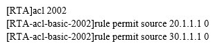   Refer to the configuration output. A network administrator configured the ACL on router RTA, as shown. Which of the following statements regarding the rule order are correct? (Choose two) . A)  The rule-number of the first rule is 1 B)  The rule-number of the first rule is 5 C)  The rule-number of the second rule is 2 D)  The rule-number of the second rule is 10