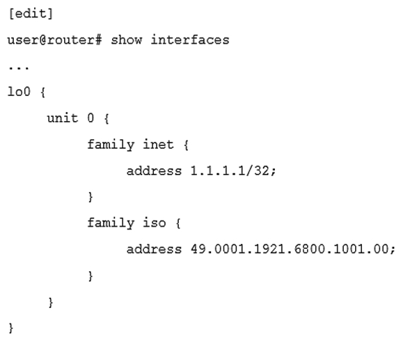Click the Exhibit button.   Which statement is correct about the ISO NET address shown in the exhibit? A)  The system identifier is 6800.1001.00 B)  The area identifier is 0001 C)  The authority and format identifier (AFI)  is 00 D)  This is not a valid NET address