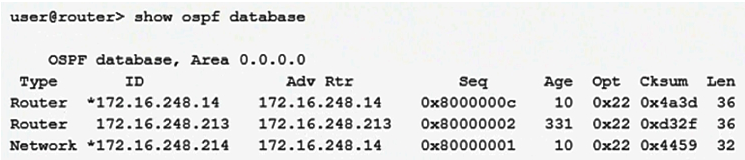 Click the Exhibit button.   Referring to the exhibit, what do the asterisks (*)  indicate? A)  The entries are new B)  The entries are stale C)  The router originated the entries D)  The router received the entries