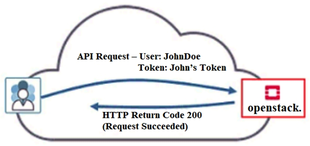 Click the Exhibit button.   Referring to the exhibit, what must have occurred prior to JohnDoe sending the request? A)  JohnDoe must have obtained a valid token from Horizon. B)  JohnDoe must have successfully authenticated using OpenStack's Web user interface. C)  JohnDoe must have obtained a valid token from Keystone. D)  JonnDoe must have obtained a valid token from the Contrail control node.