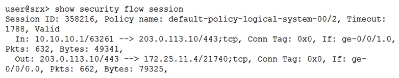 Click the Exhibit button.   Referring to the exhibit, which statement is true? A)  Source NAT with PAT is occurring B)  Destination NAT is occurring C)  Static NAT without PAT is occurring D)  Source NAT without PAT is occurring