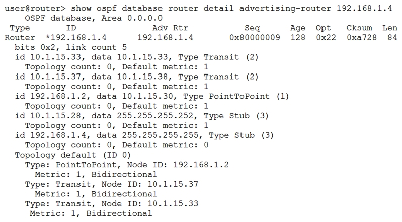   Referring to the exhibit, which two statements are true? (Choose two.)  A)  This router is an ASBR. B)  There are two interfaces marked as passive. C)  There is one interface marked as passive. D)  This router is an ABR.