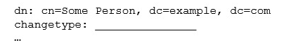 FILL BLANK In order to specify alterations to an LDAP entry, what keyword is missing from the following LDIF file excerpt?   Specify the keyword only and no other information.