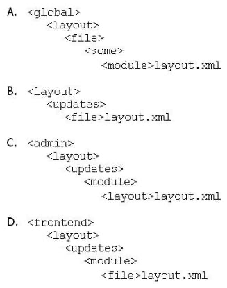 Which one of the following declares a Layout XML file?   A)  Option A B)  Option B C)  Option C D)  Option D