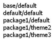 A website contains the three store views  English ,  French , and  German , with the following settings configured:   The template file template/page/lcolumn.phtml exists within the following frontend themes:   A)  base/default B)  default/default C)  package1/default D)  package1/theme1 E)  package1/theme2 F)  package1/theme3