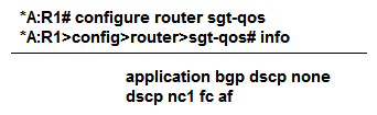   According to the configuration shown above, which of the following about the classification and marking of self-generated BGP traffic is TRUE? A)  It will be marked as DSCP BE and classified into forwarding class BE. B)  It will be marked as DSCP NC1 and classified into forwarding class BE. C)  It will be marked as DSCP NC1 and classified into forwarding class NC. D)  It will be marked as DSCP NC1 and classified into forwarding class AF.
