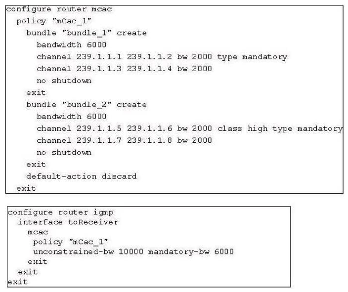 Refer to the configuration exhibit.   Channel 239.1.1.1, 239.1.1.2, 239.1.1.3 and 239.1.1.5 have already been established. What will happen when this router receives two IGMP reports to join group 239.1.1.4 and 239.1.1.8? A)  Channel 239.1.1.4 will be established while 239.1.1.8 will not B)  Channel 239.1.1.8 will be established while 239.1 1.4 will not C)  Both of these two channels will be established D)  Neither of these two channels will be established