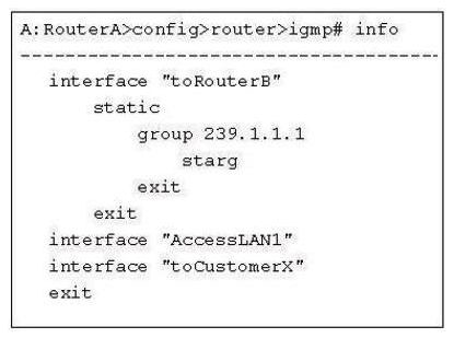 Refer to the following configuration exhibit.   How many interfaces have receivers joining group 239.1.1.1? A)  1 B)  2 C)  3 D)  There is insufficient information to answer