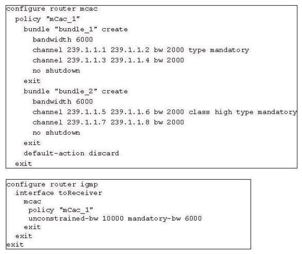 Click the exhibit.   Based on the configuration, channels 239.1.1.1, 239.1.1.2, 239.1.1.3 and 239.1.1.5 have already been established. What happens when this router receives an IGMP report to join group 239.1.1.6? A)  The router tears down channel 239.1.1.3 first, and then establishes a new channel for 239.1.1.6. B)  The router tears down either channel 239.1.1.1 or 239.1.1.2 first, and then establishes a new channel for 239.1.1.6. C)  No existing channel is torn down, and the new channel for 239.1.1.6 is established as there are enough resources. D)  The new channel 239.1.1.6 cannot be established, and a log is generated.