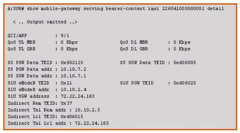 Based on the information shown in the exhibit, what is the TEID value 0xd06015 used for?   A)  This TEID value is used by the source eNodeB when sending uplink data traffic to the SGW. B)  This TEID value is used by the target eNodeB when sending uplink data traffic to the SGW. C)  This TEID value is used by the source eNodeB when sending downlink data traffic back to the SGW. D)  This TEID value is used by the SGW when sending downlink data traffic to the source eNodeB. E)  This TEID value is used by the SGW when sending downlink data traffic to the target eNodeB.