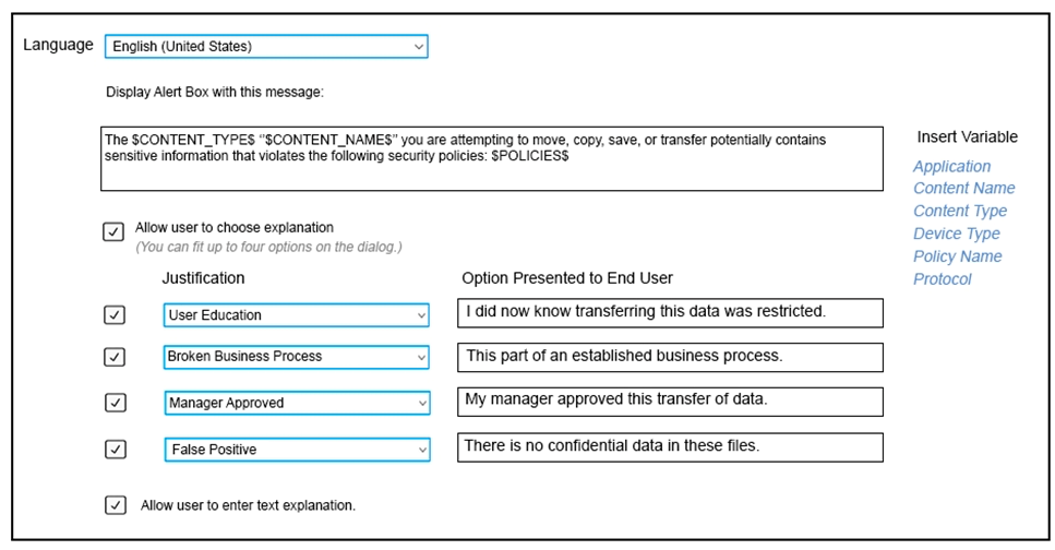 Refer to the exhibit. Which type of Endpoint response rule is shown?   A)  Endpoint Prevent: User Notification B)  Endpoint Prevent: Block C)  Endpoint Prevent: Notify D)  Endpoint Prevent: User Cancel