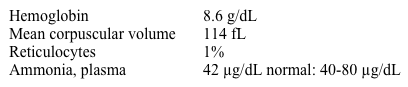 A 14-month-old boy is evaluated for failure to thrive and developmental delay.  His mother reports that at 12 months he could barely lift his head and had difficulty sitting unsupported.  The toddler has not started babbling or forming words.  He is at the 10th percentile for height and 5th percentile for weight.  Laboratory results are as follows:   Urine specimens contain large amounts of orotic acid crystals.  Supplementation with which of the following substances would most likely benefit this patient? A) Ascorbic acid B) Folic acid C) Guanine D) Iron E) Pyridoxine F) Uridine