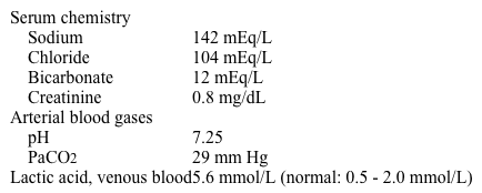 A 68-year-old man comes to the emergency department due to abdominal pain and nausea for the past 2 days.  He has a history of atherosclerotic cardiovascular disease and underwent coronary artery bypass surgery 2 years ago.  Blood pressure is 105/65 mm Hg and heart rate is 120/min and irregular.  Abdominal examination reveals mild diffuse tenderness and decreased bowel sounds.  Laboratory studies are as follows:   ECG shows absent P waves and an irregular rate and rhythm.  CT scan of the abdomen reveals colonic wall thickening and no enhancement with intravenous contrast.  Urinalysis shows acidic urine.  Renal metabolism of which of the following amino acids is most important for maximizing acid excretion in this patient? A) Alanine B) Arginine C) Aspartate D) Glutamine E) Histidine