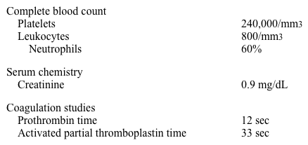 A 55-year-old man comes to the emergency department with fever and chills.  He has a history of acute myeloid leukemia for which he is receiving chemotherapy.  His temperature is 38.3 C (101 F) , blood pressure is 90/50 mm Hg, pulse is 124/min, and respirations are 22/min.  Physical examination is notable for multiple skin patches with necrotic centers and occasional ulcerations, as shown in the image below.   Laboratory results are as follows:   Blood cultures are drawn.  Which of the following organisms is most likely responsible for this patient's symptoms? A) Escherichia coli B) Haemophilus influenzae C) Klebsiella pneumoniae D) Pseudomonas aeruginosa E) Streptococcus pneumoniae F) Streptococcus pyogenes