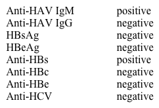 <strong>A 34-year-old woman comes to the office with recent onset of malaise.  The patient reports feeling run down and under the weather but otherwise has no symptoms.  She is an avid cyclist and is concerned about her ability to participate in a charity race in 3 days.  The patient works as a nurse at a local hospital and lives at home with her husband and 2-year-old son.  She occasionally smokes when she goes out, but since she began feeling ill, she no longer has the desire to smoke.  Physical examination is notable for hepatomegaly.  Laboratory results are as follows:   Which of the following is most likely to be elicited on further history taking?</strong> A)Had a tattoo recently at a local tattoo parlor B)Had an accidental needlestick exposure at work C)Had boiled eggs from the hospital cafeteria D)Had steamed oysters at a neighborhood restaurant E)Had unprotected sexual intercourse with a new partner <div style=padding-top: 35px> 