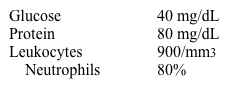 A 58-year-old man comes to the emergency department with a 1-day history of fever, headache, and vomiting.  He underwent kidney transplantation last year.  His temperature is 39.4 C (103 F) , blood pressure is 130/80 mm Hg, pulse is 98/min, and respirations are 16/min.  Neck stiffness is present on physical examination.  Cerebrospinal fluid (CSF)  results are as follows:   Gram-positive rods with tumbling motility at room temperature are seen on CSF microscopy.  How was this patient's infection most likely transmitted? A) Arthropod bite B) Contaminated food C) Needlestick D) Respiratory droplets E) Unprotected sex