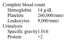 An 18-year-old woman comes to the emergency department for evaluation of a rash.  The patient developed mild aches involving her knees and ankles 2 days ago.  Before going to sleep last night, she noticed purplish spots around her right knee.  Today, the rash involves both of the lower extremities.  She has had no fever, weight loss, sore throat, abdominal pain, vomiting, or diarrhea.  The patient has no chronic medical conditions and takes no medications.  Temperature is 37 C (98.6 F) , blood pressure is 146/90 mm Hg, pulse is 90/min, and respirations are 20/min.  Cardiopulmonary examination is unremarkable.  The patient has pain with passive range of motion of the knees and ankles.  Skin examination is seen in the exhibit.Laboratory results are as follows:   Histologic examination of the rash is most likely to show which of the following? A) Abundant intravascular fibrin without inflammatory cells B) Obliterative endarteritis with lymphocytes and plasma cells C) Perivascular necrotizing granulomas with eosinophilic infiltration D) Small vessels damaged by perivascular neutrophil accumulation E) Vessels with transmural granulomatous infiltration and fragmentation of elastic fibers