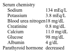 A 55-year-old man comes to the office for follow-up of abnormal serum chemistries found on routine laboratory testing.  He has a history of hypertension, for which he is being treated with pharmacologic therapy, weight loss, and dietary salt restriction.  Blood pressure is 130/80 mm Hg and pulse is 80/min.  BMI is 27 kg/m<sup>2</sup>.  Physical examination reveals no abnormalities.  Laboratory studies are as follows:   Which of the following is most likely responsible for these findings? A) Familial hypocalciuric hypercalcemia B) Hypothyroidism C) Medication effect D) Primary hyperparathyroidism E) Secondary hyperparathyroidism