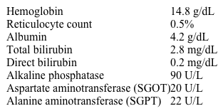 A 21-year-old man comes to the office due to yellow discoloration of his eyes after a hiking trip.  The patient had a similar episode 2 years ago after fasting for a couple of days.  Vital signs are within normal limits.  Examination shows scleral icterus; there is no hepatosplenomegaly.  Laboratory findings are as follows:   Which of the following is the most likely cause of this patient's jaundice? A) Decreased activity of UDP glucuronosyltransferase B) Decreased excretion of bilirubin by hepatocytes C) Hemolysis due to erythrocyte spectrin deficiency D) Intermittent activation of chronic hepatitis C infection E) Intermittent obstruction of common bile duct by gallstones