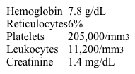 A 22-year-old woman comes to the office due to worsening dyspnea and heart pounding with exercise for the last week.  She has no chronic medical conditions but reports aches and pains over the past several weeks.  The patient takes ibuprofen as needed but no other medications.  Temperature is 37.2 C (99 F) , blood pressure is 138/86 mm Hg, and pulse is 90/min.  BMI is 18 kg/m<sup>2</sup>.  Physical examination shows an erythematous rash in sun-exposed regions.  The lungs are clear to auscultation.  A midsystolic click and systolic murmur are heard best at the apex without radiation.  There is mild tenderness of joints.  Laboratory results are as follows:   Which of the following is the most likely cause of this patient's hematologic findings? A) Bone marrow suppression B) Extravascular hemolysis C) Intrinsic factor antibodies D) Thrombotic microangiopathy E) Traumatic intravascular hemolysis