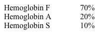 A 2-week-old girl is brought to her primary care provider for a routine visit.  The patient was born by normal spontaneous vaginal delivery at 39 weeks gestation.  The mother is breastfeeding exclusively, and the infant has regained her birth weight.  Newborn screening results from hemoglobin electrophoresis are as follows:   The patient's mother has sickle cell trait, and a maternal cousin has sickle cell anemia.  Examination shows a well-appearing infant with no pallor or splenomegaly.  Which of the following is most likely true about this patient? A) Life expectancy will be shorter than average B) Mean corpuscular volume will be decreased C) Reticulocyte count will be elevated D) She has relative protection from Plasmodium falciparum E) She will likely develop pain crises