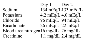 A 54-year-old man hospitalized with an acute myocardial infarction goes into cardiac arrest.  The patient is resuscitated successfully and transferred to the cardiac intensive care unit where he remains hemodynamically stable.  However, on the second day of hospitalization, his urine flow diminishes to 400 mL/day.  Blood pressure is 115/68 mm Hg and pulse is 78/min.  Laboratory results are as follows:   Urine sediment microscopy reveals muddy brown casts.  Which of the following renal structures are most likely to demonstrate signs of ischemic injury? A) Collecting ducts B) Distal tubules C) Glomeruli D) Proximal tubules E) Renal papillae