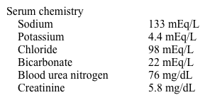A 64-year-old man comes to the office with fatigue.  He has hypertension and poorly controlled diabetes complicated by nephropathy and peripheral neuropathy.  His renal function has declined steadily over the last few years.  On examination, his conjunctivae are pale and he has bilateral 1+ peripheral edema.  Laboratory results are as follows:   On the graph below, area  C  shows the normal relationship between serum concentrations of free calcium and parathyroid hormone.  Which of the following areas most likely represents this patient's current metabolic state?   A) A B) B C) C D) D E) E