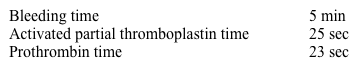 A 12-year-old boy experiences excessive bleeding following a tooth extraction.  His past medical history includes episodes of painful joint swelling from minor trauma.  Physical examination shows a soft and nontender abdomen with a liver span of 10 cm.  The spleen is not palpable.  Laboratory results are as follows:   This patient most likely has a deficiency involving which of the following factors? A) Factor VII B) Factor VIII C) Factor XI D) Hageman factor E) von Willebrand factor