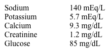 <strong>A 76-year-old woman is brought to the emergency department by her son due to lethargy and confusion over the past 2 days.  The patient has persistent atrial fibrillation and congestive heart failure and is on multiple medications.  Recently, she has had nausea and decreased appetite.  Today, she had 3 episodes of vomiting.  The patient also reports vision difficulties.  Temperature is 36.7 C (98 F) and blood pressure is 133/80 mm Hg.  Laboratory results are as follows:   ECG shows junctional escape rhythm at a rate of 48/min with occasional ventricular premature beats.  Increased blood level of which of the following medications is most likely responsible for her symptoms?</strong> A)Amiodarone B)Aspirin C)Digoxin D)Diltiazem E)Furosemide F)Metoprolol G)Spironolactone H)Valsartan <div style=padding-top: 35px> 