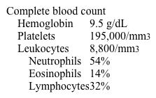A 28-year-old woman comes to the office due to several months of progressive abdominal pain and intermittent diarrhea.  She denies fever or chills but has lost weight due to poor appetite.  The patient works for an organization that installs wood pellet cookstoves in rural villages in Central Africa and has spent much time in the region over the last 5 years.  Temperature is 37.8 C (100 F) , blood pressure is 126/72, and pulse is 86.  BMI is 19 kg/m<sup>2</sup>.  Physical examination is normal.  Laboratory results are as follows:   An intestinal biopsy sample is shown in the exhibit.    Which of the following is the most appropriate treatment for this patient? A) Artemisinin-based combination therapy B) Ciprofloxacin C) Ganciclovir D) Metronidazole plus paromomycin E) Praziquantel
