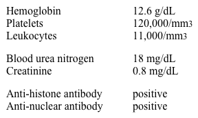 A 55-year-old nurse was started on multidrug therapy 3 weeks ago to treat pulmonary tuberculosis contracted from a former patient.  He comes to his primary care provider due to fatigue and low-grade fever for several days.  He also has had muscle aches and severe joint pain in his elbows, wrists, and knees.  The patient says,  I don't think it's the flu; I had the vaccine months ago.   He has no current respiratory symptoms apart from pleuritic chest pain.  The patient has no other significant past medical or family history.  His examination is unremarkable. Laboratory results are as follows:   An abnormality in which of the following metabolic processes most likely underlies this patient's current condition? A) Liver acetylation B) Liver hydrolysis C) Liver hydroxylation D) Liver sulfate conjugation E) Plasma hydrolysis F) Unchanged excretion