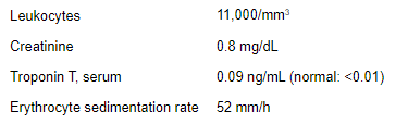 A 38-year-old man comes to the emergency department due to 1 day of left-sided chest and neck pain.  He could not get comfortable the night before and eventually fell asleep in a semi-recumbent position.  He had a sore throat a week ago.  Medical history is also significant for acid reflux disease. Temperature is 37.2 C (99 F) , blood pressure is 132/80 mm Hg, and pulse is 90/min.  Heart sounds are normal, and lungs are clear to auscultation.  There are no skin rashes. Laboratory results are as follows:   ECG shows sinus rhythm with 1- to 2-mm diffuse ST-segment elevation, except for a 2-mm ST-segment depression in lead aVR.  Chest x-ray reveals normal cardiac size and clear lung fields. Which of the following initial therapies is most likely to cause recurrent symptomatic episodes in this patient? A) Aspirin B) Colchicine C) Immune globulin D) Indomethacin E) Prednisone