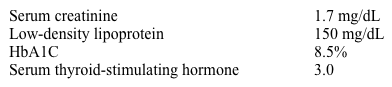 A 61-year-old man comes to the emergency department complaining of nausea and right upper-quadrant abdominal discomfort for 3 days.  His other medical problems include hypertension, type 2 diabetes, hypercholesterolemia, and hypothyroidism.  His medications include low-dose aspirin, metformin, glipizide, hydrochlorothiazide, lisinopril, atorvastatin, and levothyroxine.  He is an active smoker with a 60-pack-year history and drinks 1-2 glasses of wine daily. His blood pressure is 155/90 mm Hg and pulse is 80/min.  Examination shows no abnormalities. Laboratory results are as follows:   Ultrasound examination shows several small gallstones without cholecystitis and a 3.8-cm abdominal aortic aneurysm. Which of the following is associated with the highest rate of aneurysm expansion and rupture in this patient? A) Active smoking B) Chronic kidney disease C) Daily alcohol consumption D) LDL cholesterol > 130 mg/dL E) Uncontrolled diabetes mellitus