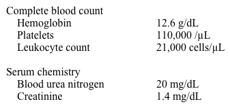 A previously healthy 24-year-old woman comes to the emergency department because of fever, chills, and severe throat pain for the last 2 days.  She reports having a sore throat 1 week prior, which did not resolve with amoxicillin therapy.  She takes no other medications and denies any recent travel or illicit drug use. Her temperature is 39.4 C (103 F) , blood pressure is 90/62 mm Hg, pulse is 114/min, and respirations are 18/min.  There is no skin rash.  Oral examination reveals moist mucus membranes, erythema involving the oropharynx, and tonsillar enlargement without exudates.  The right side of her neck is swollen and tender.  There are no heart murmurs.  There is no hepatomegaly or splenomegaly. Laboratory results are as follows:   Chest x-ray reveals two round opacities in the right upper lung. Which of the following is the most likely cause of this patient's current condition? A) Anaerobic infection B) Diphtheria C) Infectious mononucleosis D) Methicillin-resistant S. aureus E) Mycobacterial infection