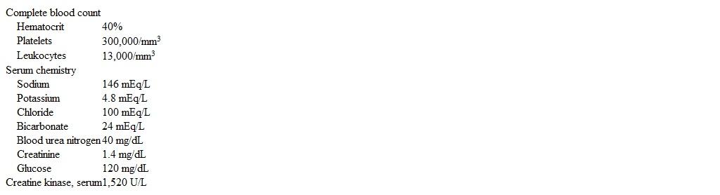 A 75-year-old man with a history of Parkinson disease, bipolar disorder, and hypertension is brought to the emergency department with confusion and fever.  His caregivers report that last week he complained of stomach cramps and diarrhea and stopped taking his medications as he thought they were worsening his symptoms.  His medications include carbidopa/levodopa, sertraline, lithium, lisinopril, and amlodipine.  He does not use tobacco or illicit drugs but drinks 2 or 3 beers on weekends. On evaluation, the patient is diaphoretic and confused.  Temperature is 38.3 C (101 F) , blood pressure is 180/95 mm Hg, pulse is 114/min, and respirations are 20/min.  The mucous membranes are dry.  He has prominent generalized muscular rigidity and bilateral tremor.  The abdomen is nontender and bowel sounds are present. Laboratory results are as follows:   ECG shows sinus tachycardia and nonspecific T-wave changes.  Spinal fluid evaluation shows no abnormalities.  Which of the following is the most likely diagnosis? A) Lithium toxicity B) Malignant hyperthermia C) Neuroleptic malignant syndrome D) On-off phenomenon E) Serotonin syndrome