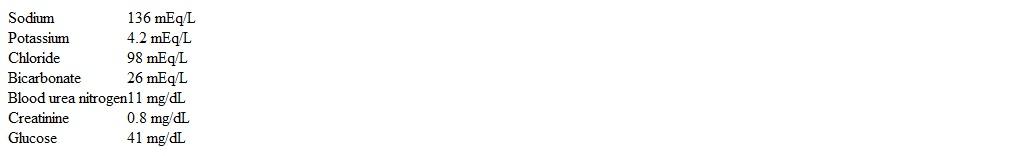 A 28-year-old woman is brought to the emergency department after passing out at work.  The patient was diagnosed with type 2 diabetes a year and a half ago with a hemoglobin A1c of 8.2%.  She was started on metformin at that time; however, within 2 months the medication was discontinued due to intolerable gastrointestinal side effects.  The patient was then switched to glipizide, achieving good glycemic control within 3 months.  However, approximately 6 months ago the patient began experiencing hypoglycemic episodes with associated dizziness and decreased level of consciousness.  The glipizide dose was decreased, but she continued to report hypoglycemic episodes.  The patient's primary care physician recommended that she switch to a different antidiabetic agent, but the patient preferred to continue glipizide.  Over the previous 6 months, the patient has been seen in the emergency department on numerous occasions and has been hospitalized once.  Her most recent hemoglobin A1c 2 weeks ago was 8.1%.  Currently, the patient's only medication is glipizide, which she insists she is taking as prescribed. Supine blood pressure is 122/83 mm Hg and pulse is 62/min.  After 5 minutes of standing, blood pressure is 117/79 mm Hg and pulse is 71/min.  The patient is currently drinking apple juice, chatting cheerfully with the nurse, and in no apparent distress.  Physical examination is within normal limits. Laboratory results drawn prior to any intervention are as follows:   Which of the following is the most likely explanation for this patient's symptoms? A) Adrenal insufficiency B) Brittle diabetes mellitus C) Factitious disorder D) Malingering E) Somatic symptom disorder