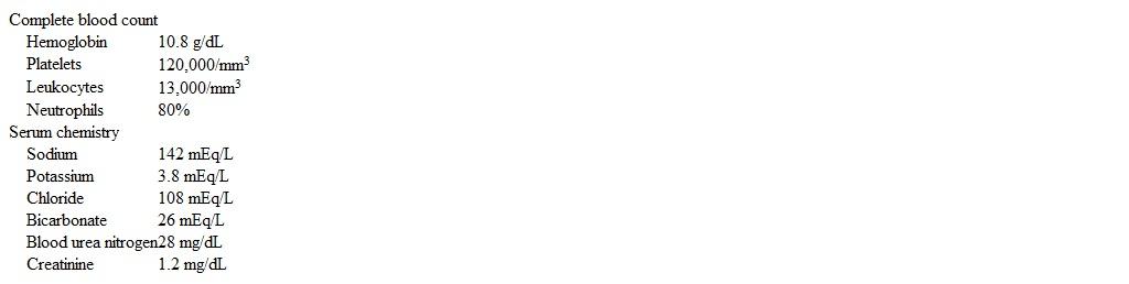 A 73-year-old man with a history of moderate chronic obstructive pulmonary disease comes to the emergency department with fever, malaise, night sweats, and a cough producing thick, yellowish sputum over the past 4 weeks.  He has been using inhalers (tiotropium, formoterol, albuterol)  as prescribed, but his symptoms have not improved.  He smokes a half pack of cigarettes daily and has a 45-pack-year history.  Medical history is also significant for hypertension, hyperlipidemia, Zenker diverticulum, and type 2 diabetes mellitus.  He does not use alcohol or illicit drugs.  Temperature is 37.7 C (99.8 F) , blood pressure is 128/82 mm Hg, pulse is 94/min, and respirations are 16/min.  Oxygen saturation is 95% on room air.  Physical examination is within normal limits. Laboratory results are as follows:   Chest x-ray reveals a right lower-lobe cavitary lesion with an air-fluid level. What is the most appropriate next step in management of this patient? A) Bronchoscopy with culture of bronchial washings B) Intravenous ampicillin-sulbactam C) Intravenous metronidazole D) Sputum staining for acid-fast bacilli E) Transesophageal echocardiogram